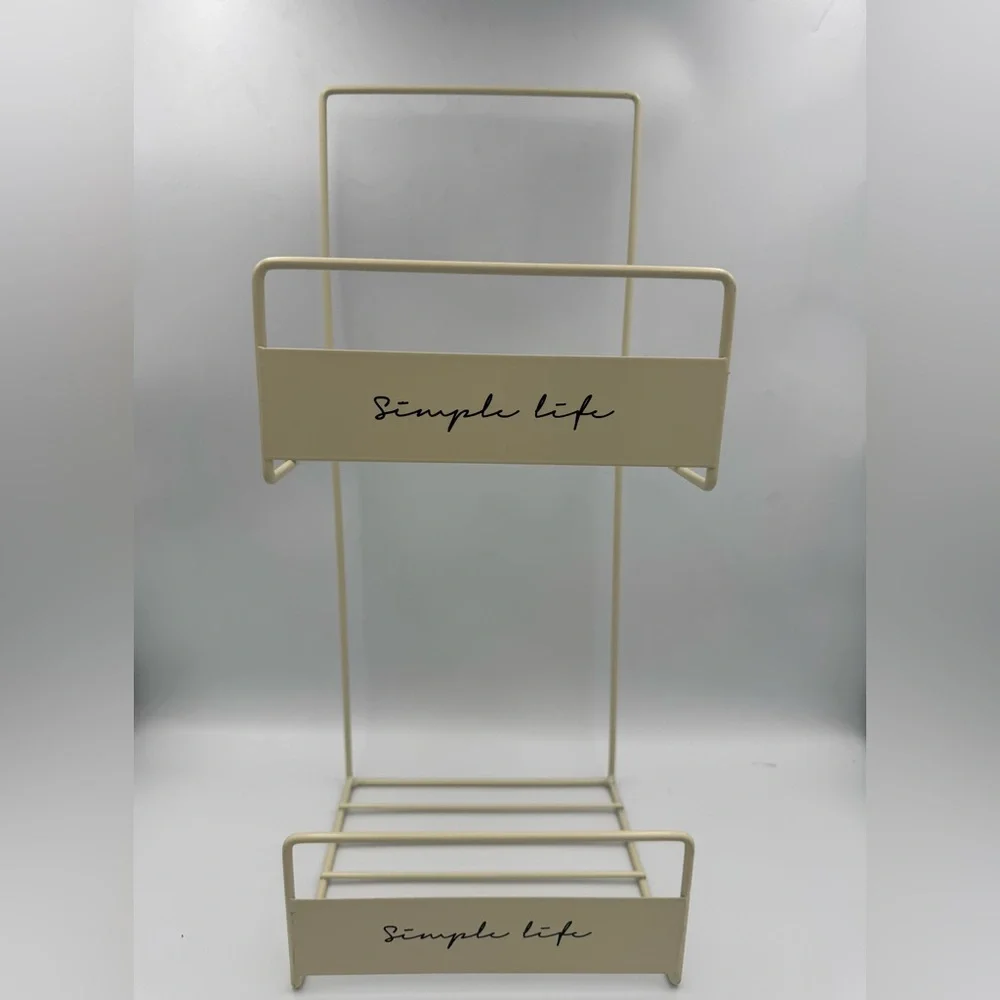2 Tier Metal Hanging Purse Organizer‎ Rack Closet Door Handbag Holder Cream